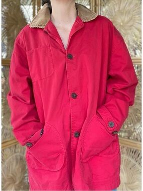 Vintage Faded Glory Red Barn Chore Jacket Brown Corduroy Collar Jacket M